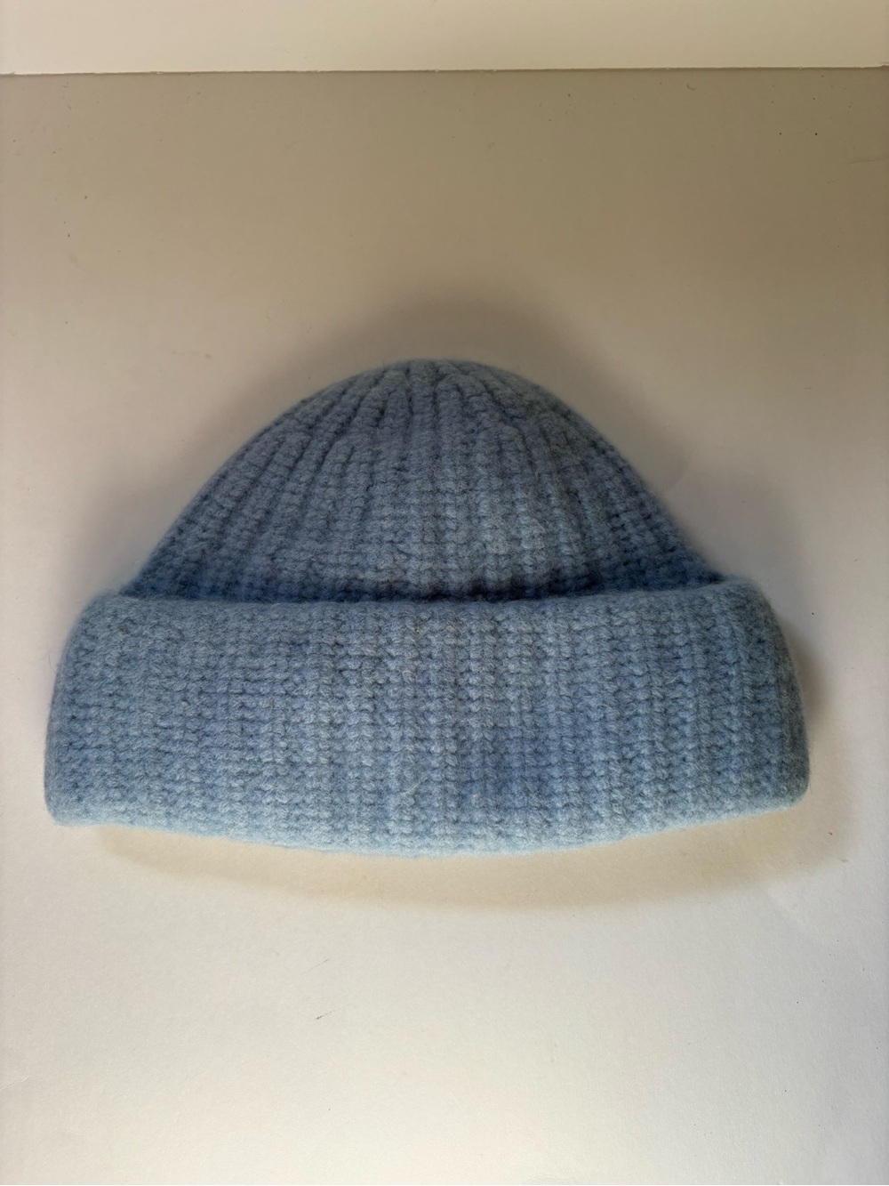 Aritzia Wilfred Wool Blend Baby Blue Fold over Hat Size Small Warm Fuzzy Trendy